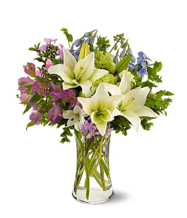 Heavenly Hamptons bouquet of lilies and other flowers