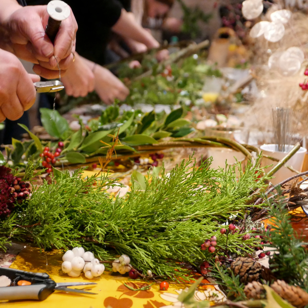 Wreath building workshop in Milbanke